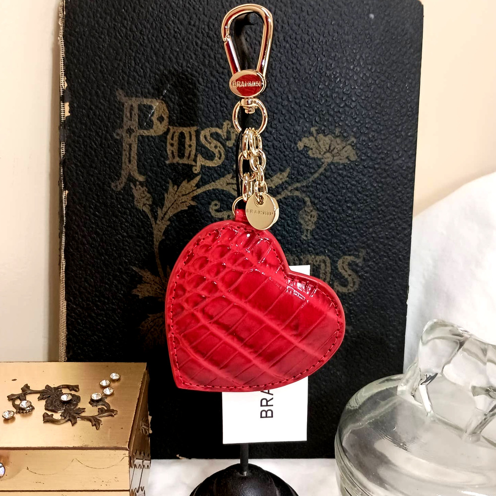 Brahmin Red Croc-Embossed Heart Keychain Charm